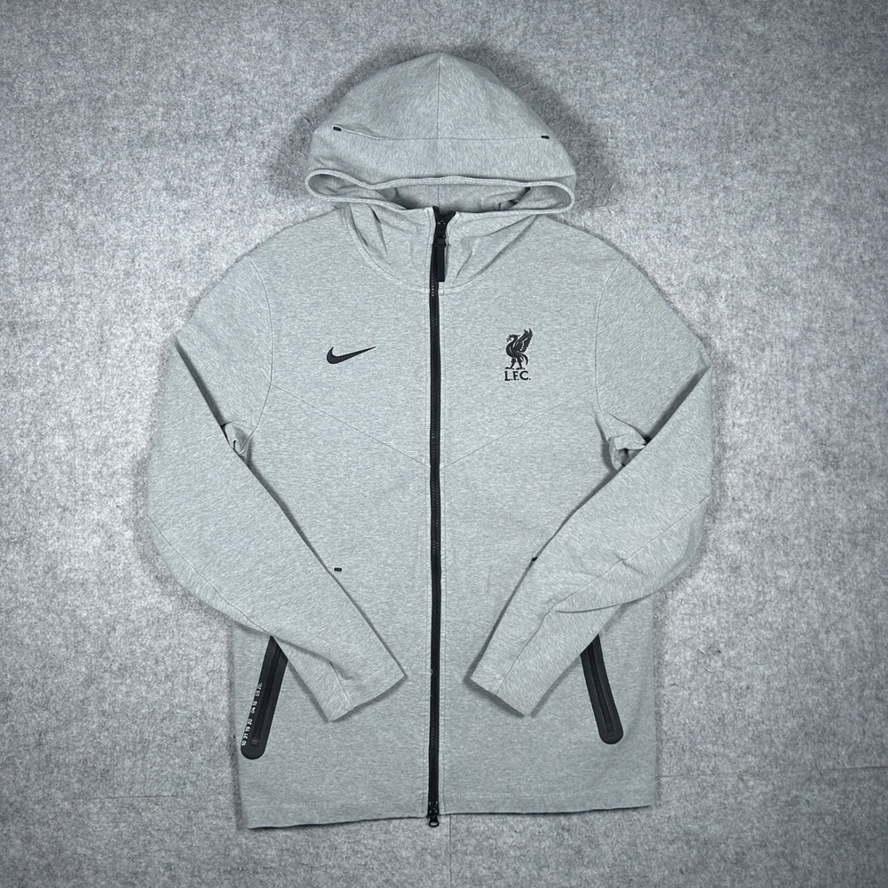 Nike Liverpool FC Hoodie Mens Medium Grey Tech Fleece Full Zip Soccer CZ2786-063
